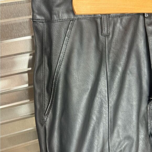 Kancan Slit Leg Faux Leather Flare Leg Pants NWT 28 - Picture 6 of 12